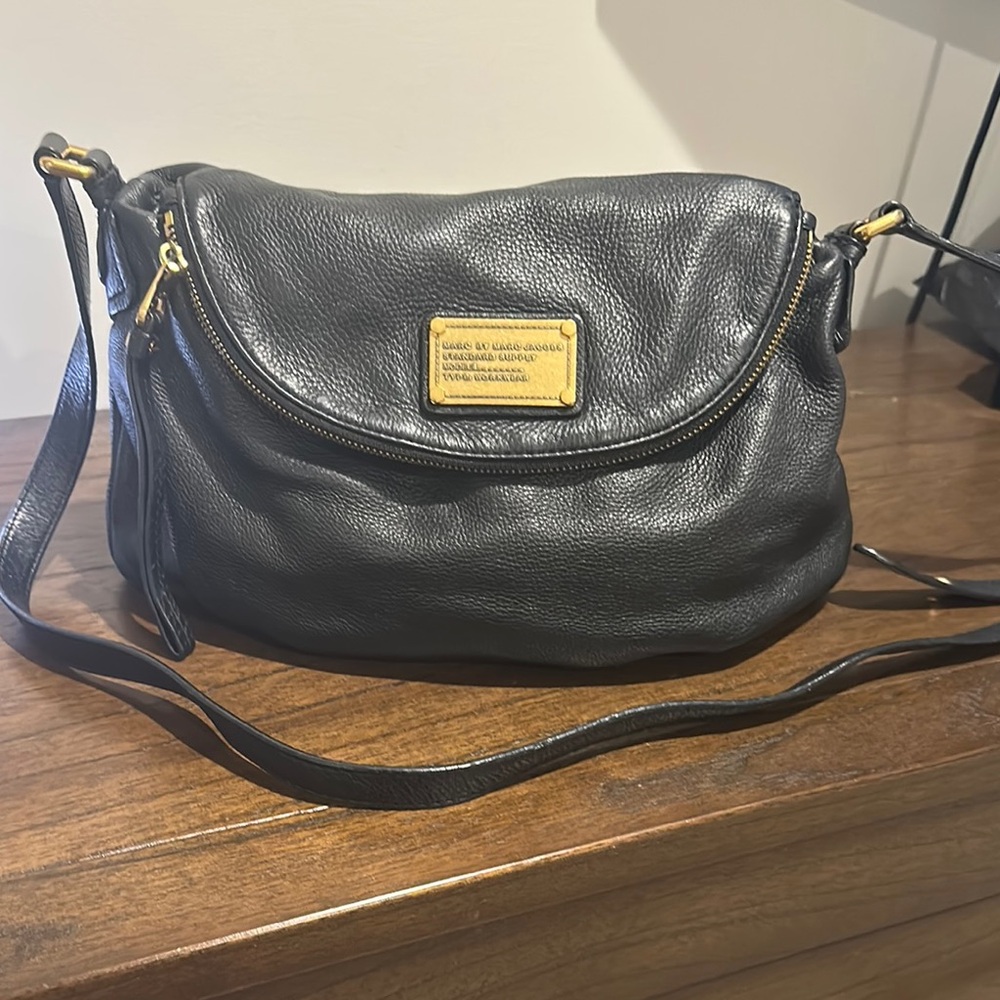 Marc by Marc Jacobs Black Gold Crossbody Bag with Adjustable Strap